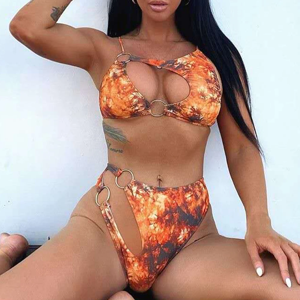 Африка купальник вареный Купальники кольцо Высокая Талия бикини купальный