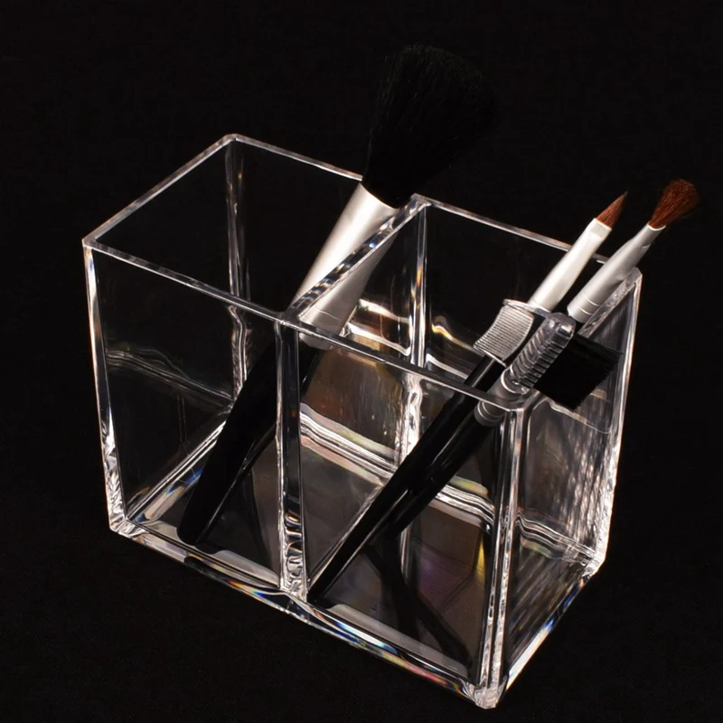 Promotion! Clear Acrylic Makeup Brush Holder Pen Pencil Cup Cosmetic Storage Case Desktop Stationery Organizer Compartmen | Дом и сад