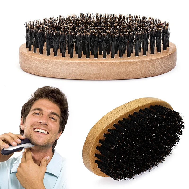Щетка для бороды расческа овальной формы деревянная ручка Уход за волосами