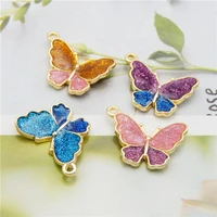 julie wang 4pcs enamel butterfly charms mixed colors alloy sequined insect pendant bracelet jewelry making accessory
