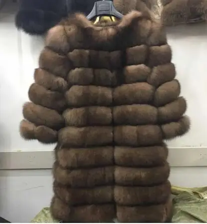 Новинка зимняя женская длинная куртка из натурального шуба Лисьего меха с