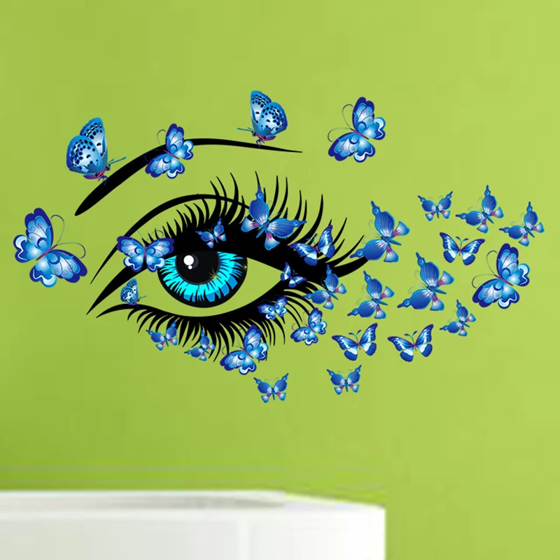 

Butterfly Woman Eyes Wall Stickers Removable PVC Art Decals Wallpaper Poster Individuality DIY Living Room Bedroom Decorations