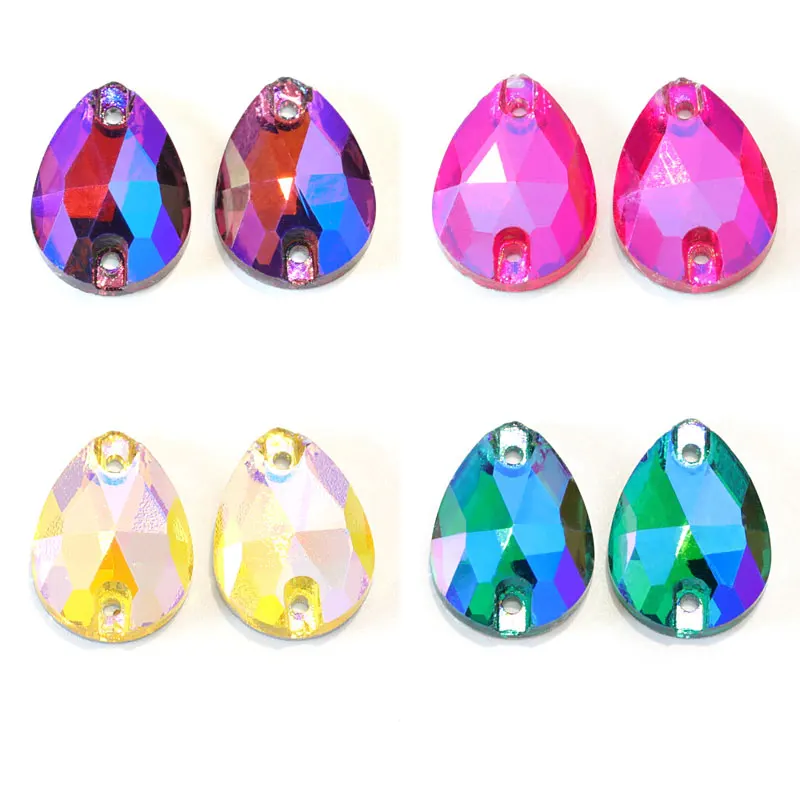 Цветная слеза капельница 13x18 мм 24 шт. пришивные стразы с плоской задней