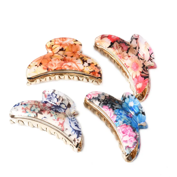 

High-end temperament luxury large size Flower clip hair acrylic Barrettes Headbands Girls Horsetail card Hair Accessorie