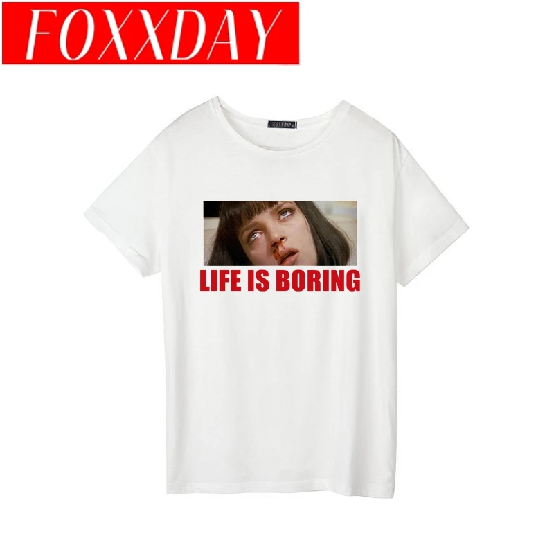 Белая женская футболка в стиле Харадзюку Новинка лета 2017 с принтом из надписей Life