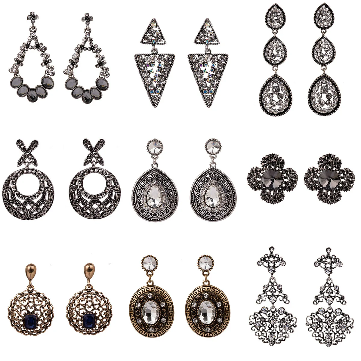 

Korean Luxury Crystal Earrings for Women Wedding Statement Dangle Drop Earring Vintage Gothic Fashion Jewelry 2020