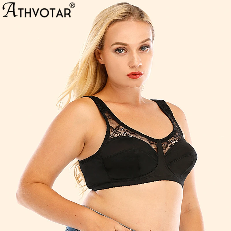 

ATHVOTAR E F G Cup Bralette Plus Size Sexy Lingerie Lace Big Size Bra U-Shaped Back Splice Brassiere Women Underwear