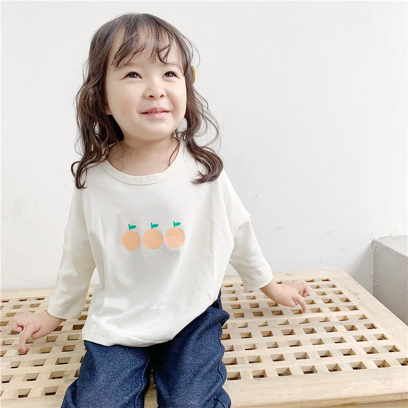 Футболка для девочек Новая Осенняя детская футболка 2019 года Корейская с принтом