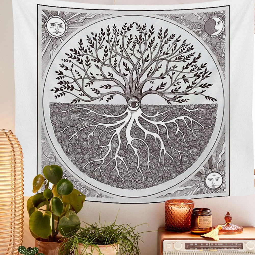 Жизнь гобелен с изображением деревьев белый гобелены Boho Lifetree стене висит