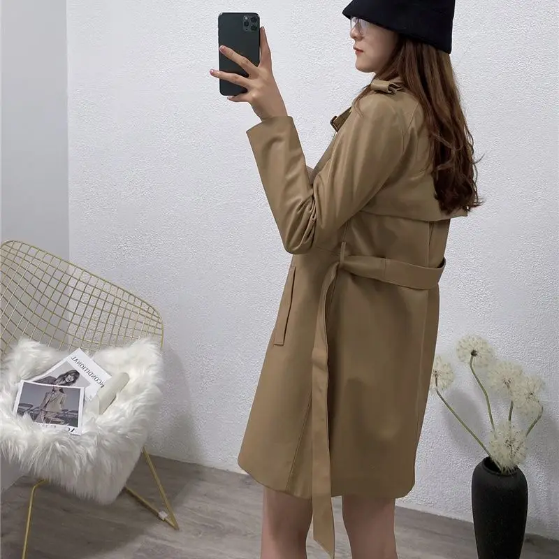 2022 new women genuine leather jacket girl female real sheepskin long coat trench overcoats