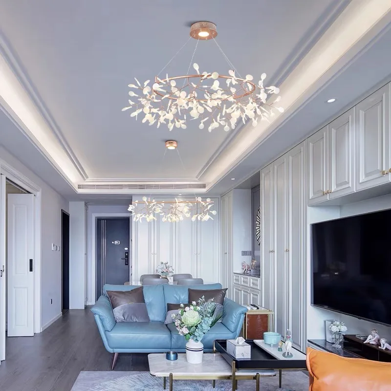 Светодиодная люстра в скандинавском стиле современная лампа виде светлячков