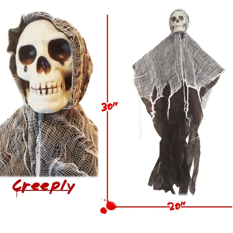 Halloween Decoration Props Skull Gauze Ghost Face Hanging Haunted House Door Ornament Scary | Дом и сад