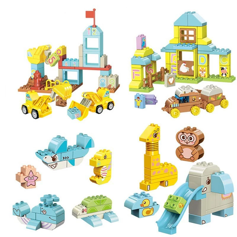 

Engineering Digital Foundation Building Ocean Alphabet Cartoon Animal Assembled Model Large Particle Building Block Set Kid Toys