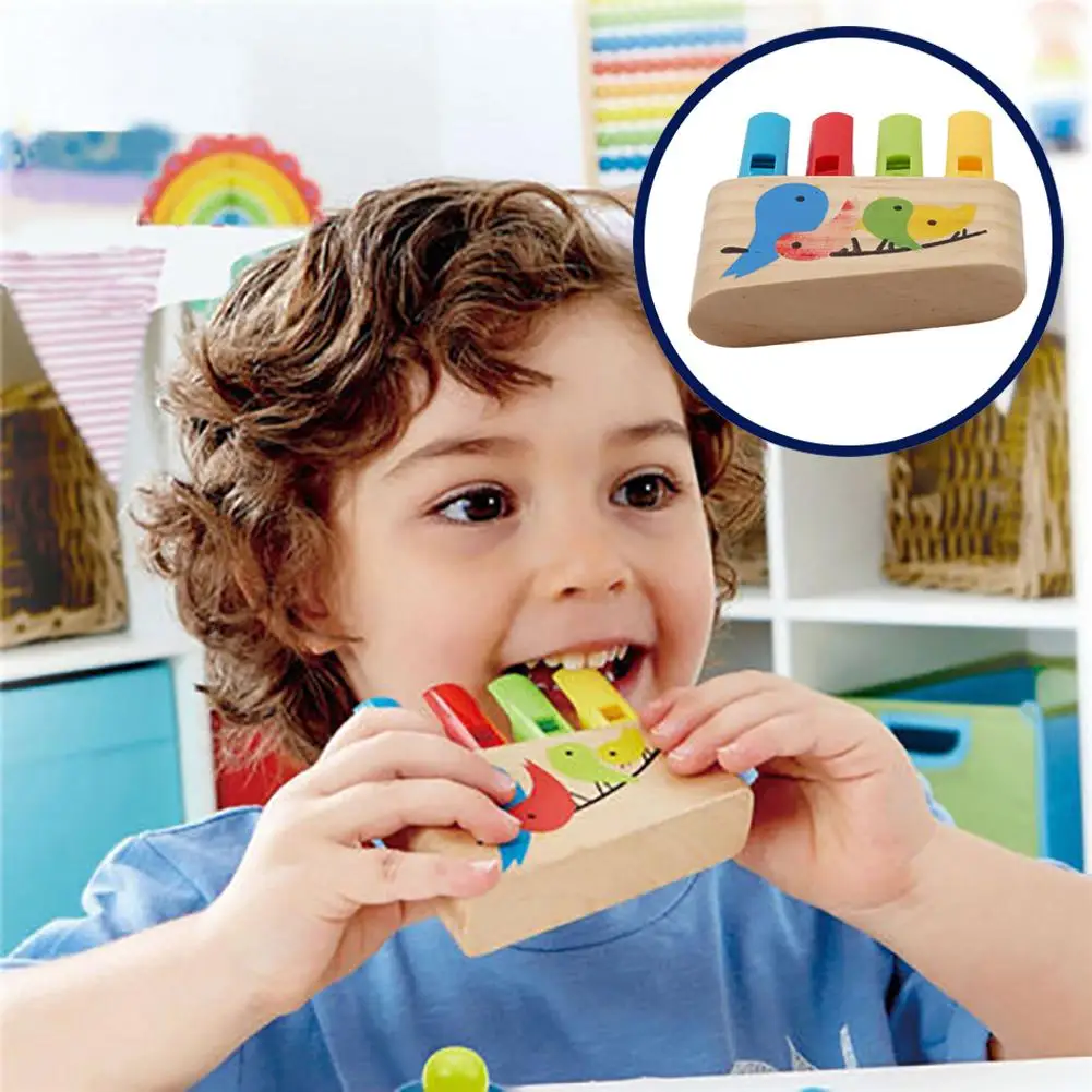 

High Quality Baby Wooden Toys Rainbow Panpipe Wood Whistles Birds Whistling Multicolor Infant Musical Toys Early Eduactional Gif