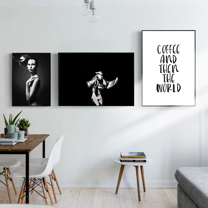 Скандинавская Картина на холсте домашний декор Черный и белый плакат Wall Art