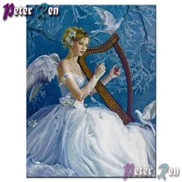 5d angel and harp in white dress diamond painting cross stitch full squareround diamond embroidery rhinestone home decoration