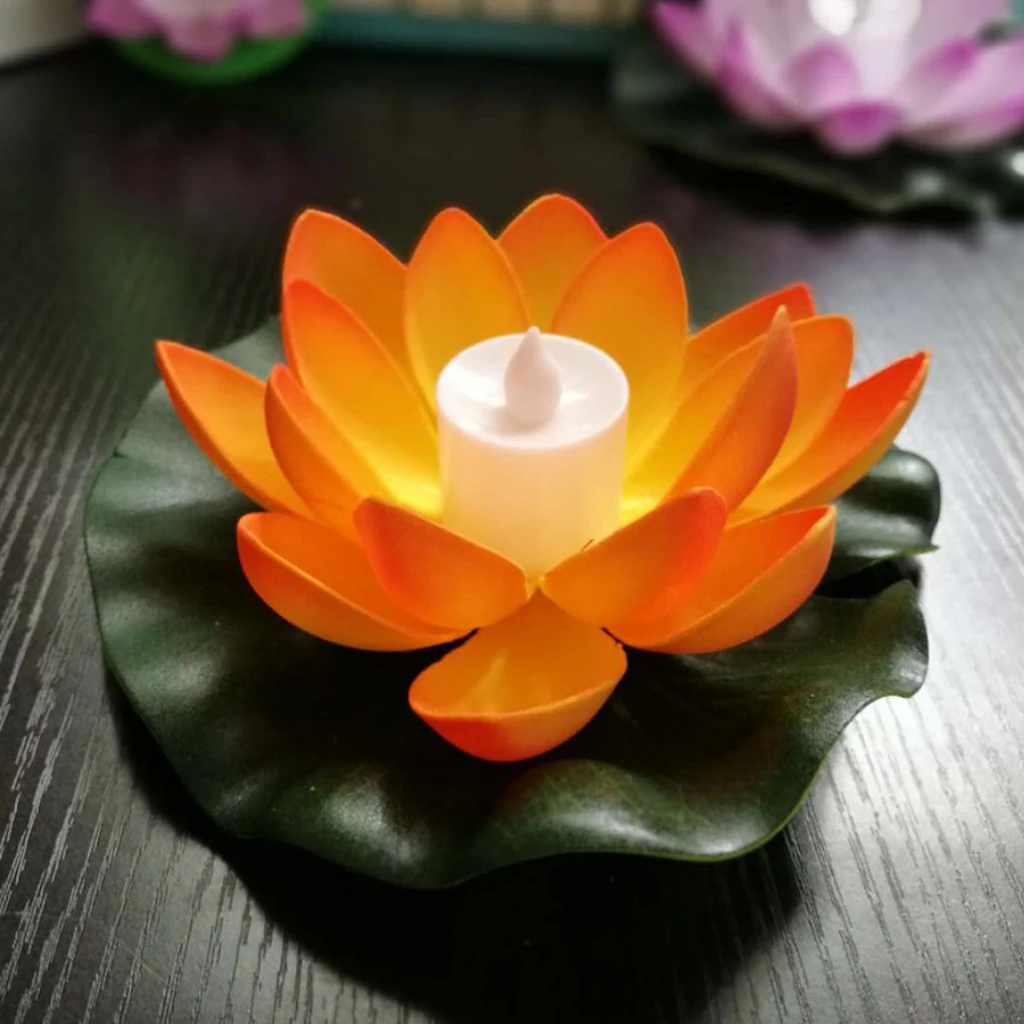 Плавающие свечи в форме цветка лотоса для бассейна беспламенные ночные