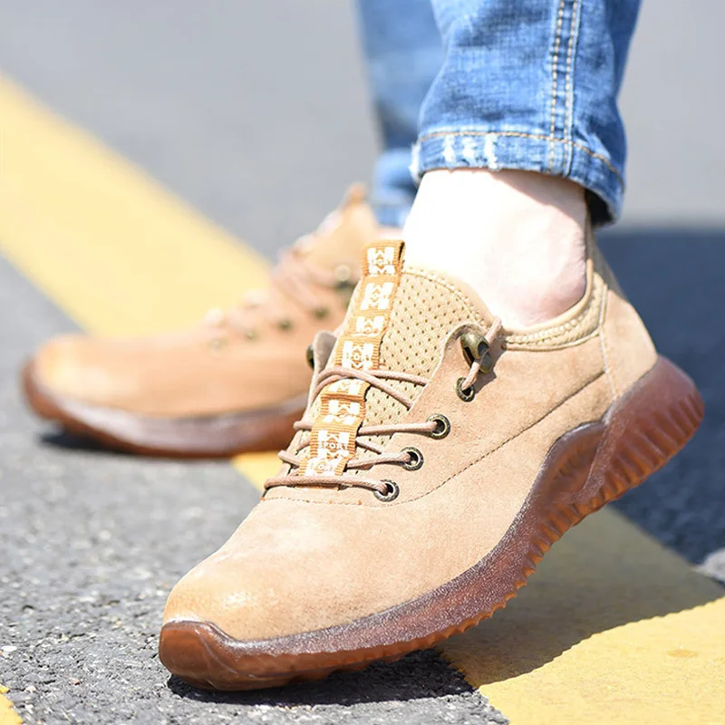 Yuxiang Leather Men Work Shoes Cap Toe Steel Boots Anti-Smashing Safety Boot Indestructible Mans Footwear | Обувь