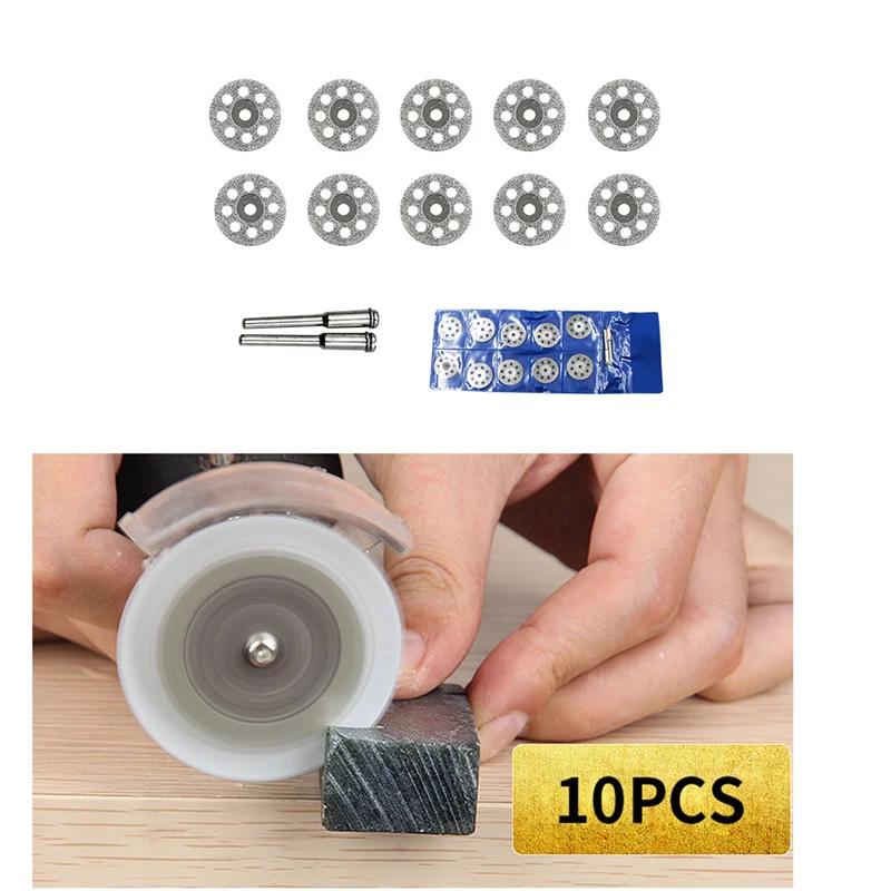 10 шт./компл. Dremel алмазный отрезной диск для вращающихся инструментов Dremel, аксессуары для ванной комнаты с 2 оправки
