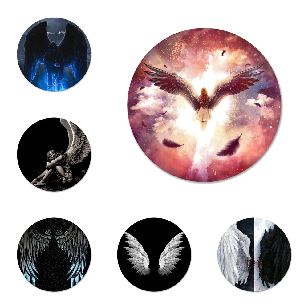

58mm Angel Wing Icons Pins Badge Decoration Brooches Metal Badges For Clothes Backpack Decoration