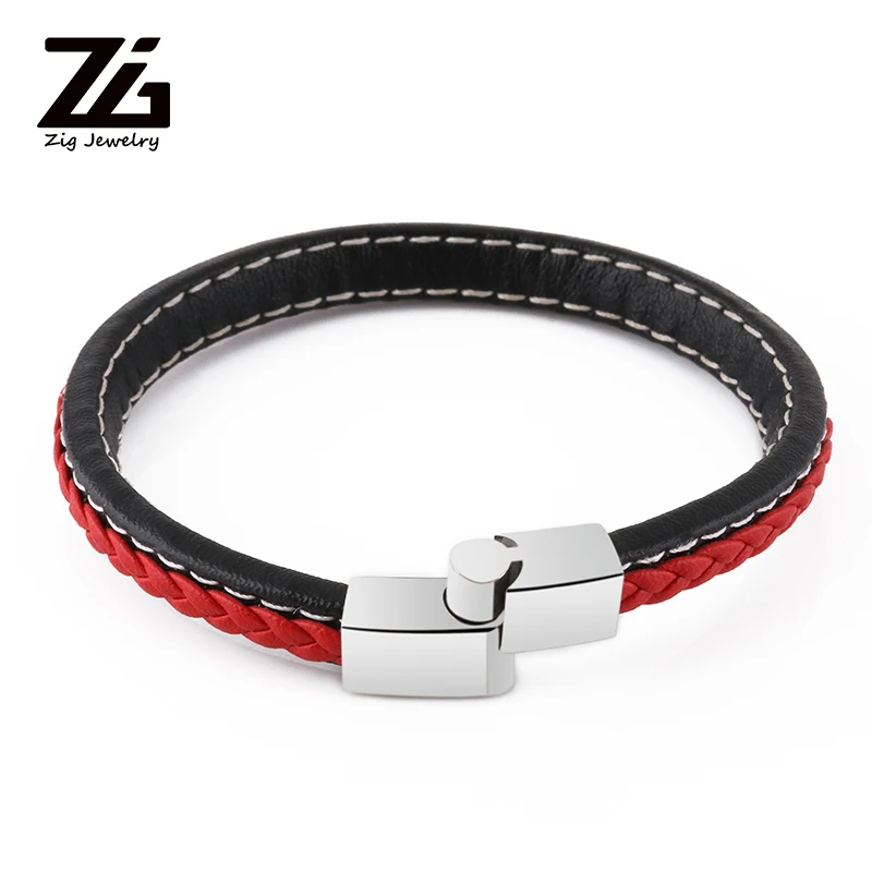 Мужской кожаный браслет ZG ювелирное изделие из нержавеющей стали с пряжкой