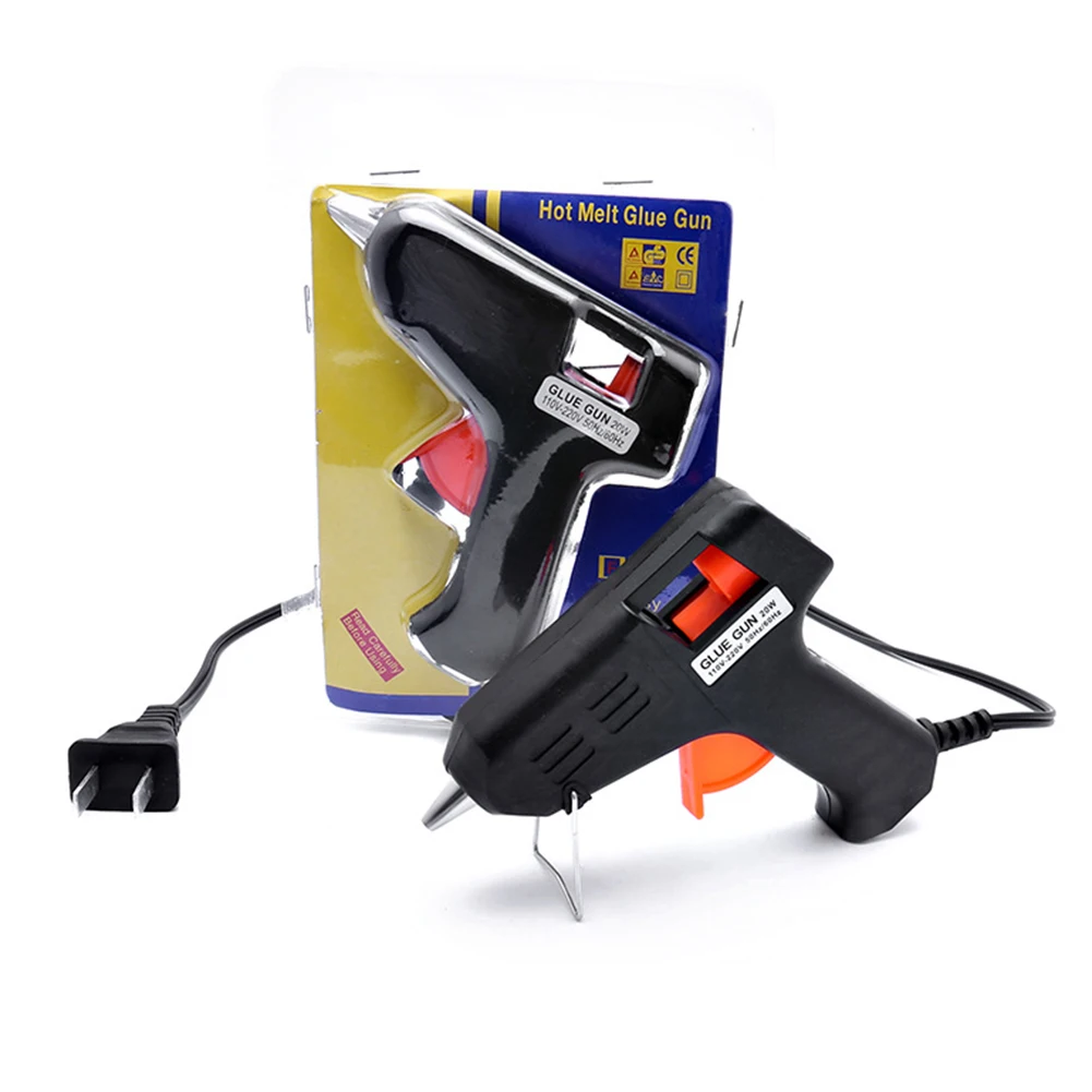 20W EU plug US Melt Glue Gun Industrial Mini Guns Thermo Electric Heat Temperature Tool with 10pcs 7mm x 190mm Stick | Инструменты