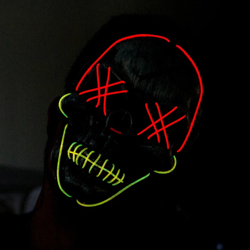 Хэллоуин Череп светодиодный холодсветильник светящаяся маска страшный ужас