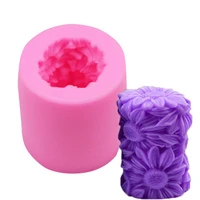 silicone sunflower cylindrical candle fondant mould soap craft candle making mold chocolate baking mold resin clay epoxy mold