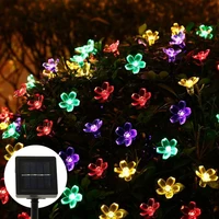 7m solar garden lightsfestoon led light outdoor waterproof sakura cherry flower garland decoration new year