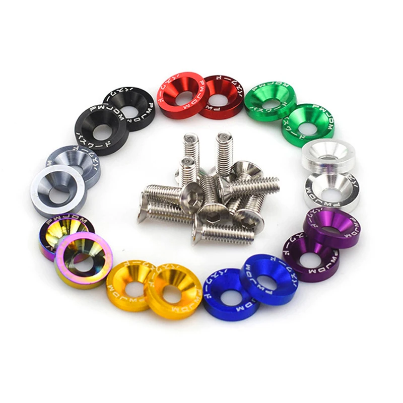 10pcs M6 JDM Car Modified Hex Fasteners Fender Washer Bumper Engine Concave Screws Car-styling | Автомобили и мотоциклы