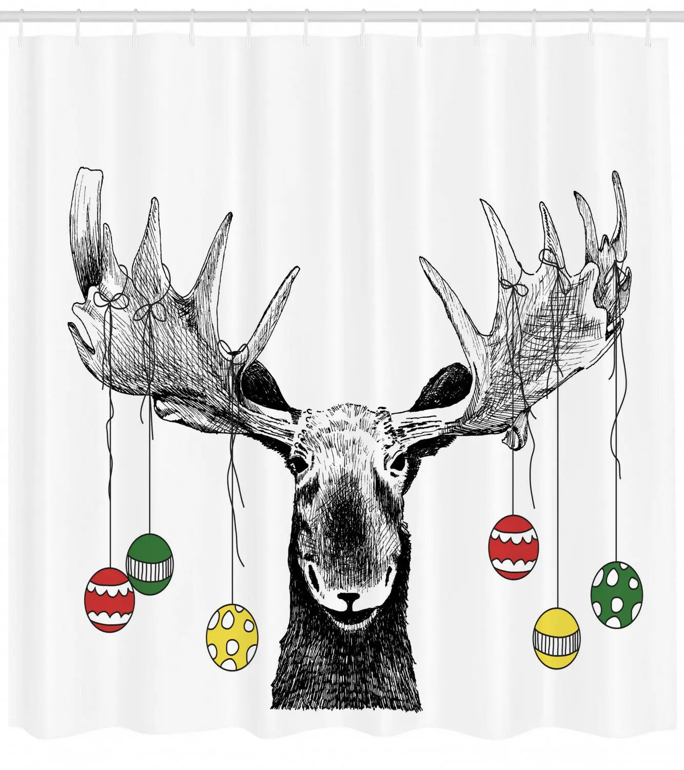 

Christmas Shower Curtain Sketchy Noel Ornament Print Custom