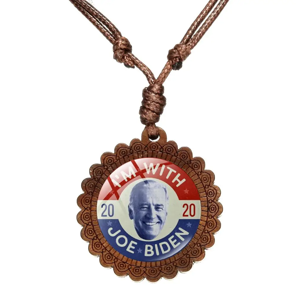 Азиатских Берни Сандерс президент 2020 деревянный Цепочки и ожерелья ручной