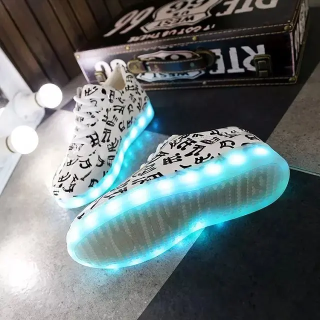 Модные светящиеся кроссовки с USB-зарядкой для мужчин и женщин светодиодная обувь