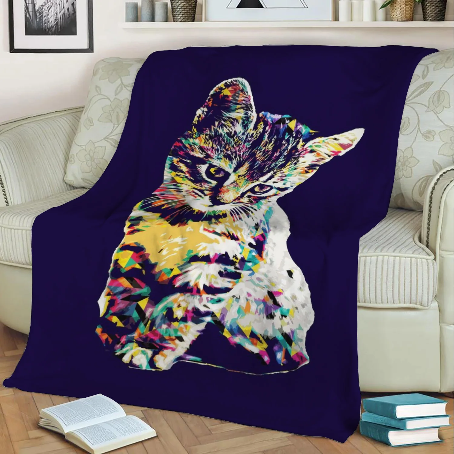 

Фланелевое Одеяло с изображением животных, кошек, поп-арт, 3D принт, сохраняющее тепло диван, детское одеяло, домашний декор, текстиль, подаро...