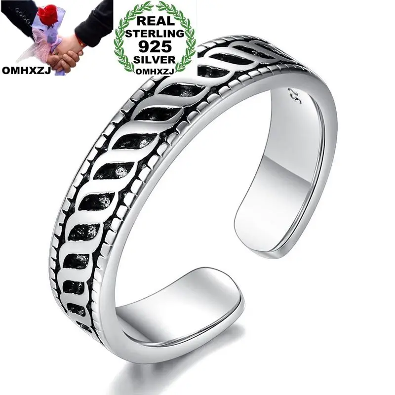 

OMHXZJ Wholesale RG184 European Fashion Fine Woman Man Party Birthday Wedding Gift Vintage 925 Sterling Silver Resizable Ring