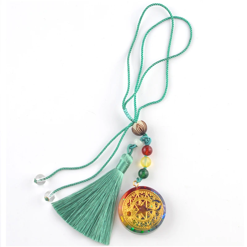 

Orgonite Chakra Energy Necklace Aura Fatifa Pendant Yoga Meditation Resin Charms Pendant Necklace Craft Jewelry
