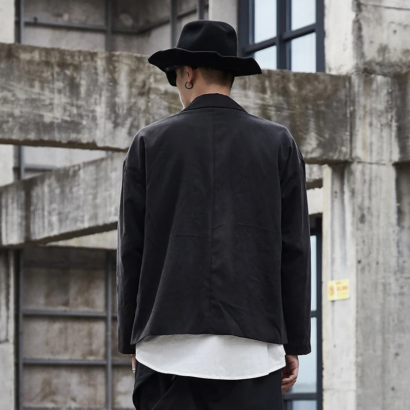 Мужской модный винтажный черный повседневный блейзер мужской пиджак уличная