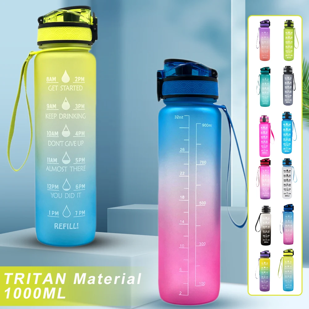 

1l Motivational Water Bottles with Time Marker Bpa Free Leakproof Portable Water Bottle for Fitness Gym Outdoor Sports Leakproof