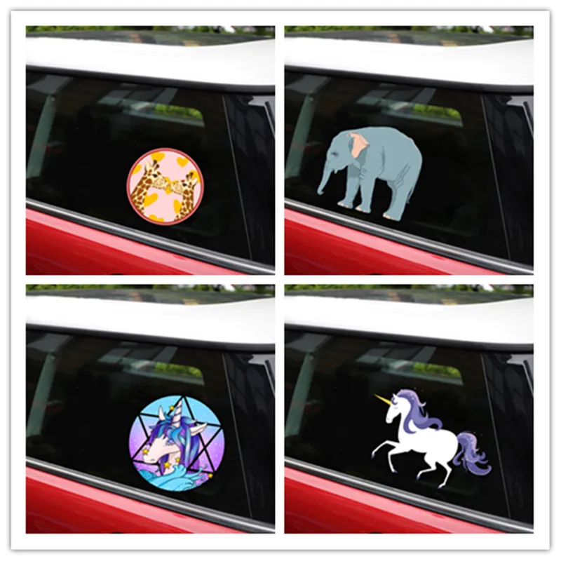 Наклейки на бампер автомобиля с единорогом слоном жирафом и наклейками для