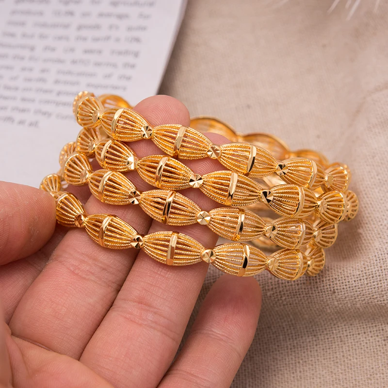 4 шт./лот 24K дубайский браслет-манжета золотого цвета браслет модные женские