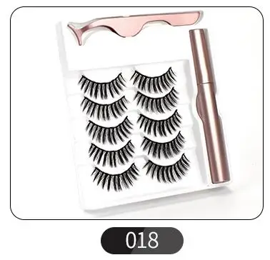 Новинка 3/5 пар 5 накладные ресницы на магнитах натуральный длинный Магнитный жидкий подводка для глаз и магнитный ненастоящий ресницы и набор пинцетов макияж набор - Цвет: 5pair 018