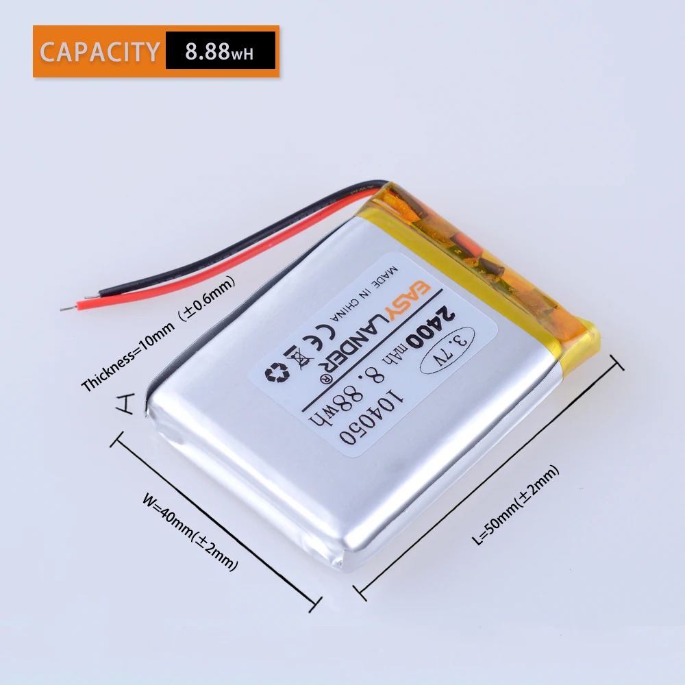 Аккумулятор 2400 мАч 3 7 В Lipo 104050 перезаряжаемый для Dvr GPS MP4 MP5 планшетного ПК