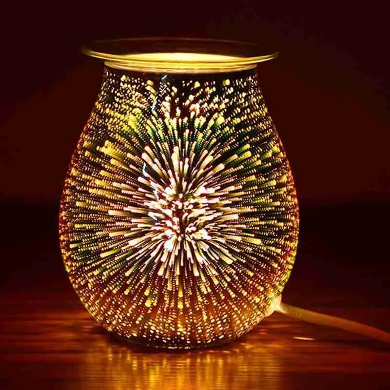 Электрическая ароматическая Лампа Диффузор 3d фейерверка благодаря серебристому