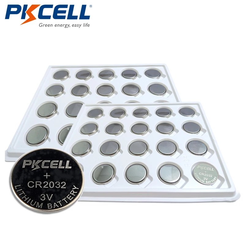 

40Pcs PKCELL Battery CR2032 Batteries 3V BR2032 DL2032 ECR2032 2032 SB-T15 Bateria CR 2032 Lithium Button Battery Batteries