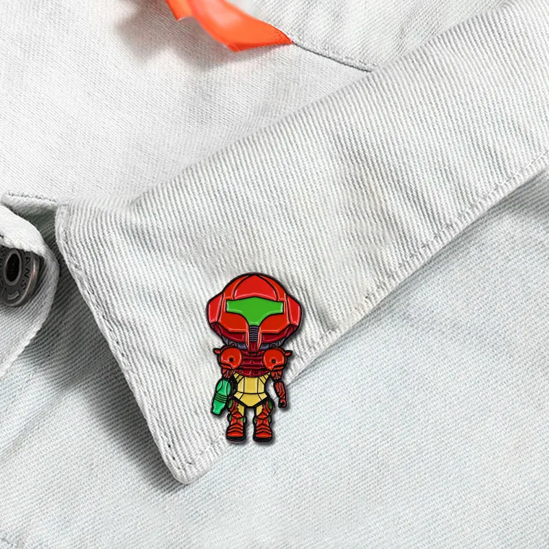 Эмалированная брошь Samus Aran Metroid в виде робота из аниме-игры | Украшения и