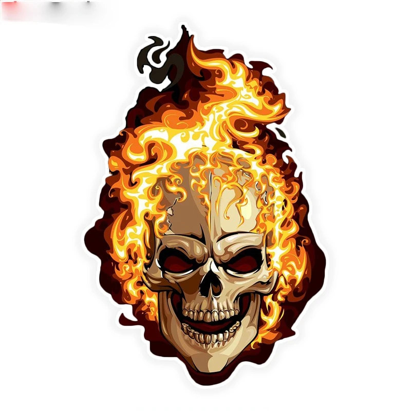 

Fire Skull Colorful Car Sticker and Decal Styling Funny Window Trunk Refrigerator Wall Cover scratches Decoration PVC16x10cm