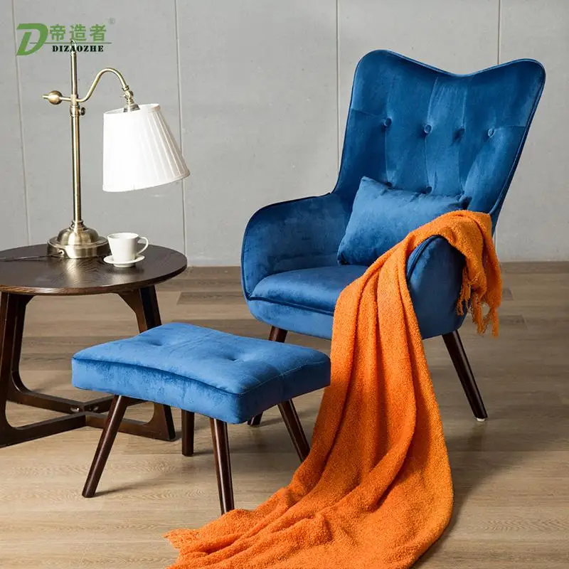 Nordic single sofa chair fabric balcony bedroom study living room high back leisure |