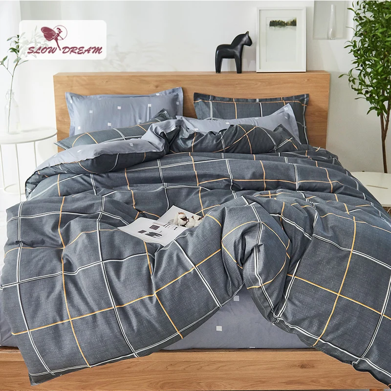 Комплект постельного белья для мужчин Серый Покрывало пододеяльник плоский лист