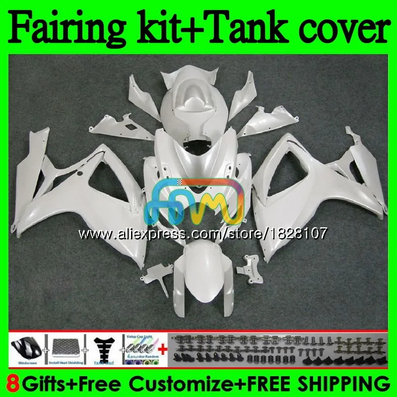 

+ Tank K6 для SUZUKI GSXR 750 600 600CC 750CC GSX-R750 95b. 48, жемчужно-белый GSXR750 GSXR-600 K6 GSXR600 06 07 2006 2007 обтекатели