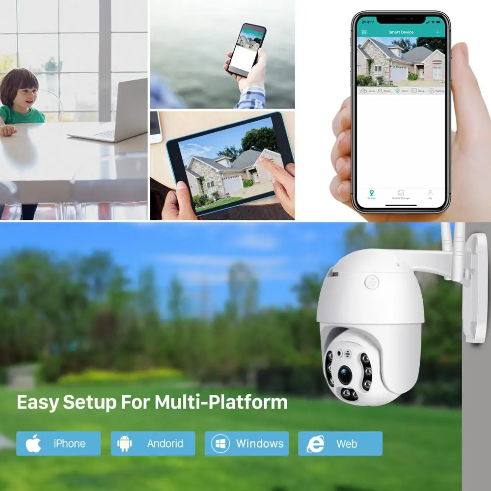 H.265 PTZ IP камера 2MP WiFi Облачное хранилище движения голосовое оповещение двойная